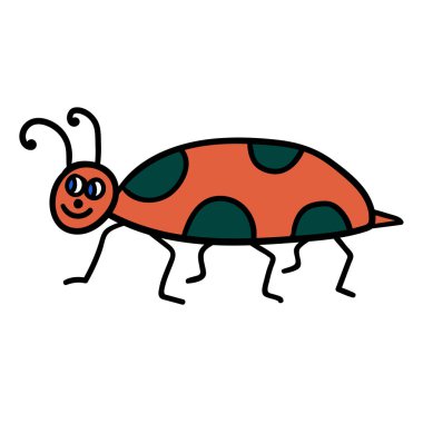 Çizgi film karalama doğrusal böceği beyaz arkaplanda izole edildi. Vektör illüstrasyonu.   