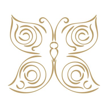 Beyaz arka planda izole edilmiş doğrusal kıvırcık el çizilmiş kelebek. Kelebek ikonu çizimi. Vektör illüstrasyonu.