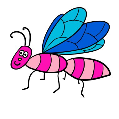 Çizgi filmlerdeki çizgisel çizgiler, beyaz arka planda izole edilmiş sinekler. Vektör illüstrasyonu.