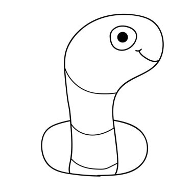 Çizgi film karalaması beyaz arka planda izole edilmiş mutlu solucan. Vektör illüstrasyonu.     