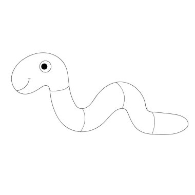 Çizgi film karalaması beyaz arka planda izole edilmiş mutlu solucan. Vektör illüstrasyonu.     