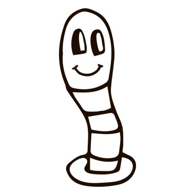 Karikatür karalama solucanı beyaz arka planda izole edilmiş. Vektör illüstrasyonu.