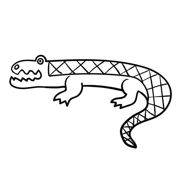 Kreskówkowy Krokodyl Liniowy Izolowany Białym Tle Ilustracja Wektora — Wektor stockowy