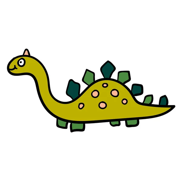 Dibujos Animados Doodle Dinosaurio Lineal Estegosaurio Aislado Sobre Fondo Blanco — Archivo Imágenes Vectoriales