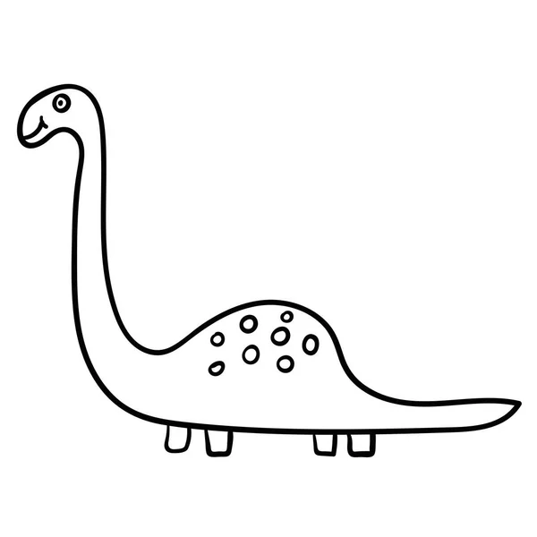 Dibujos Animados Doodle Dinosaurio Lineal Diplodocus Aislados Sobre Fondo Blanco — Archivo Imágenes Vectoriales