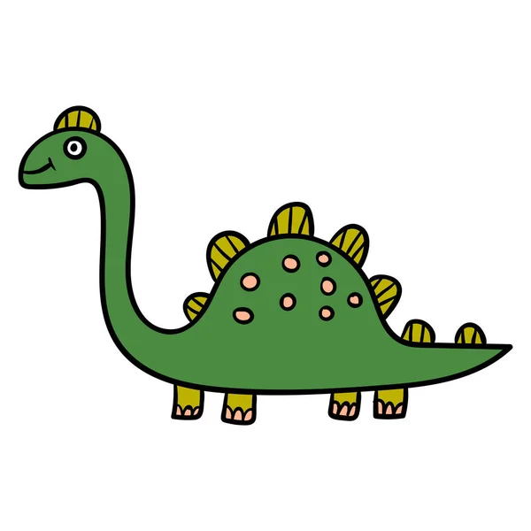 Dibujos Animados Doodle Dinosaurio Lineal Estegosaurio Aislado Sobre Fondo Blanco — Archivo Imágenes Vectoriales