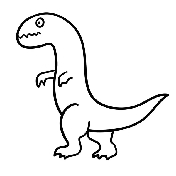 Dibujos Animados Garabato Dinosaurio Lineal Tiranosaurio Aislado Sobre Fondo Blanco — Vector de stock