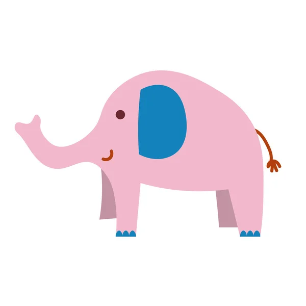 Cartoon Cute Elephant Flat Childlike Style Isolated White Background Vector — Stock Vector