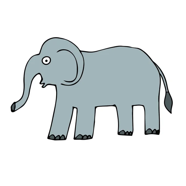 Cartoon Doodle Elephant Isolated White Background Vector Illustration — Stock Vector
