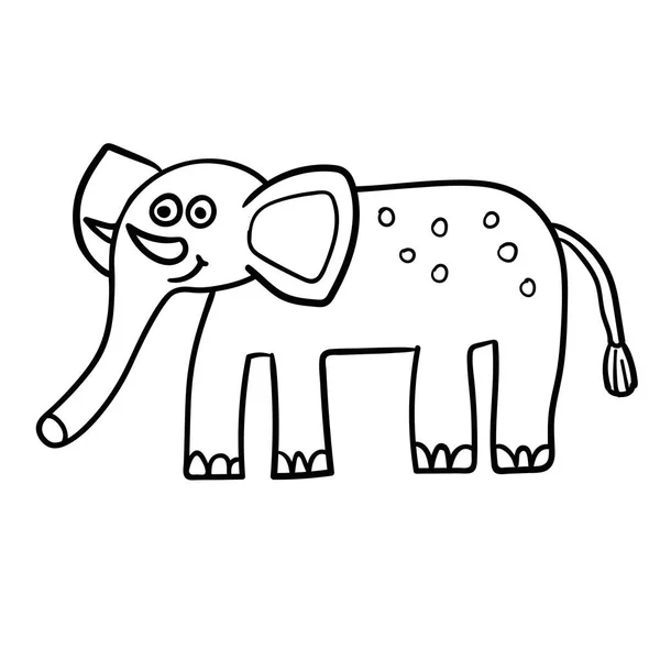 Cartoon Doodle Linearen Elefanten Isoliert Auf Weißem Hintergrund Vektorillustration — Stockvektor