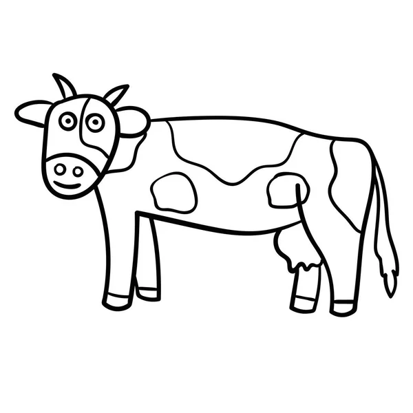 Caricature Doodle Vache Linéaire Isolé Sur Fond Blanc Illustration Vectorielle — Image vectorielle