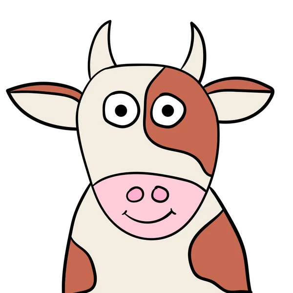Kreskówkowy Portret Liniowy Krowy Wyizolowanej Białym Tle Ilustracja Wektora — Wektor stockowy