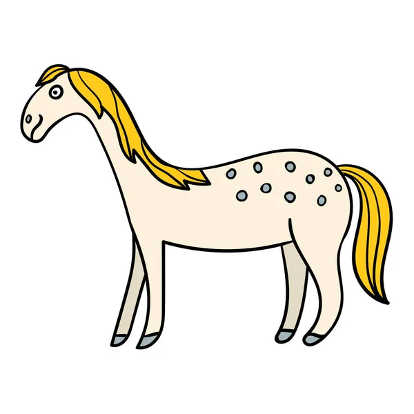 Roztomilý Kreslený Čmáranice Usměvavý Kůň Profilu Izolované Bílém Pozadí Vektorová — Stockový vektor