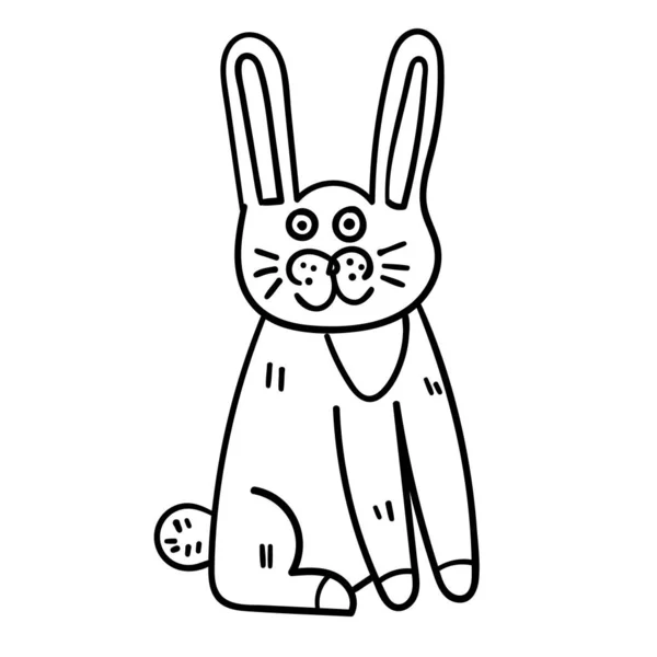 Leuke Tekenfilm Doodle Bunny Geïsoleerd Witte Achtergrond Grappig Konijn Vectorillustratie — Stockvector