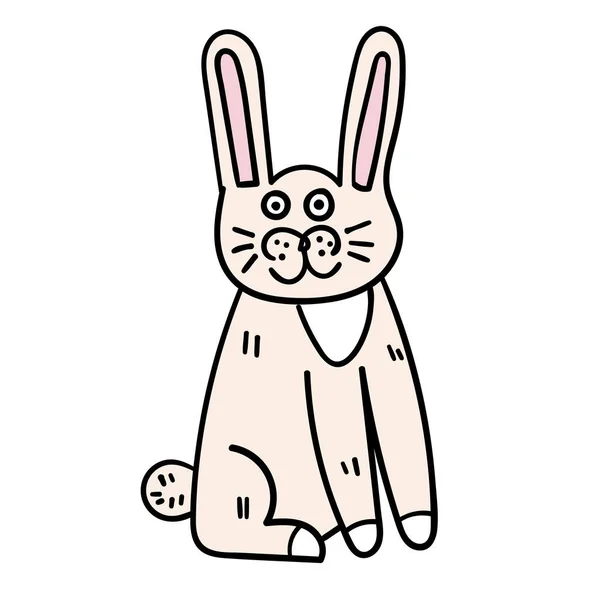 Mignon Dessin Animé Doodle Lapin Isolé Sur Fond Blanc Drôle — Image vectorielle