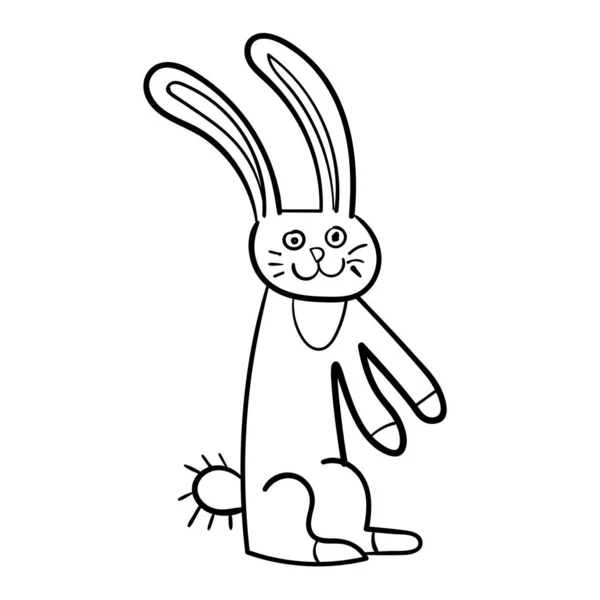 Söt Tecknad Doodle Kanin Isolerad Vit Bakgrund Rolig Kanin Vektorillustration — Stock vektor