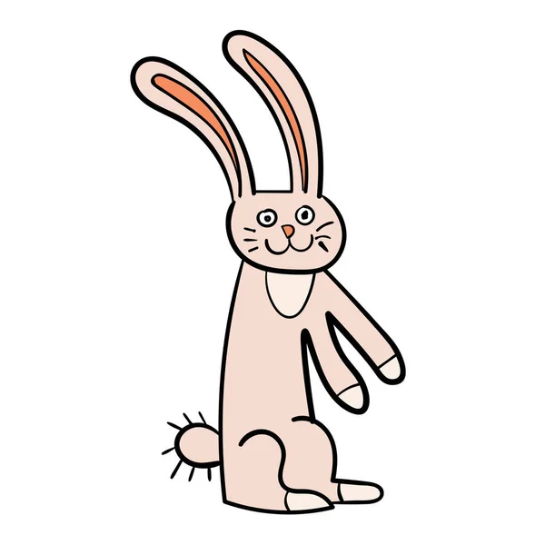 Söt Tecknad Doodle Kanin Isolerad Vit Bakgrund Rolig Kanin Vektorillustration — Stock vektor