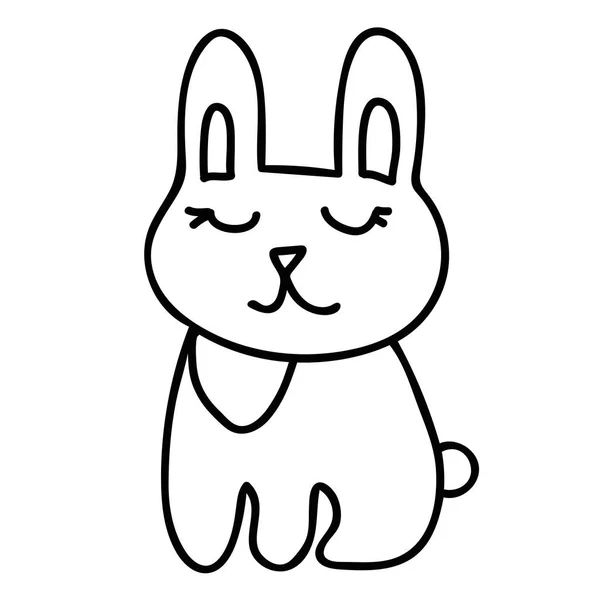 Cartoon Doodle Lineare Lustige Häschen Kaninchen Isoliert Auf Weißem Hintergrund — Stockvektor