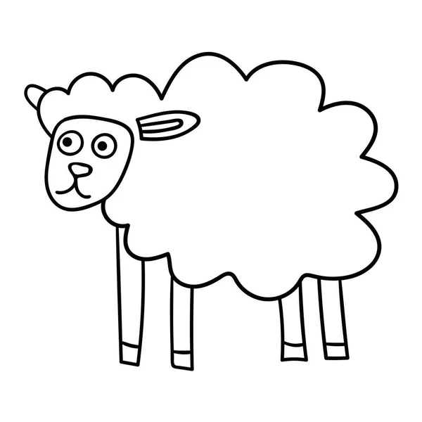 Cartoon Doodle Lineární Ovce Izolované Bílém Pozadí Vektorová Ilustrace — Stockový vektor