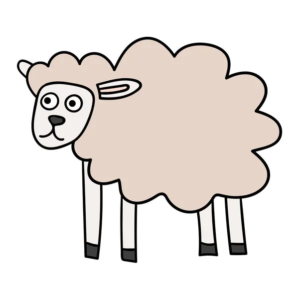 Kreskówka Bazgroły Liniowe Owce Izolowane Białym Tle Ilustracja Wektora — Wektor stockowy