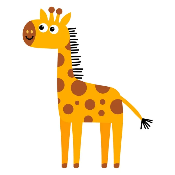 Cartoon Cute Giraffe Flat Style Isolated White Background Childlike Style — Stock Vector