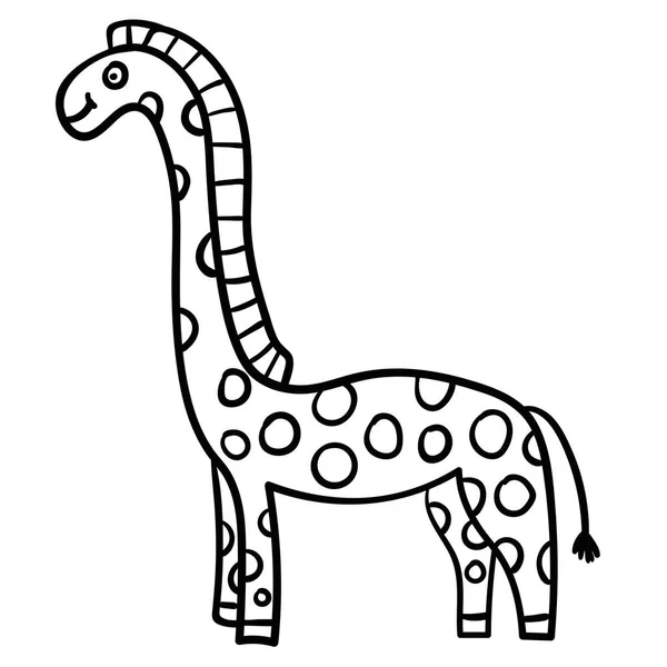 Desenhos Animados Doodle Girafa Linear Isolado Fundo Branco Ilustração Vetorial — Vetor de Stock