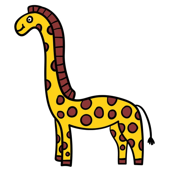 Мультфильм Каракули Линейного Жирафа Изолированы Белом Фоне Векторная Иллюстрация — стоковый вектор