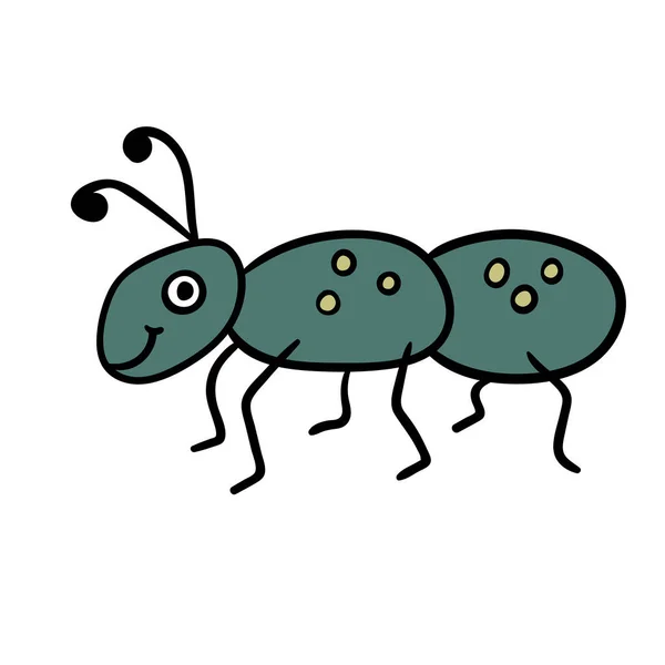Χαριτωμένο Κινούμενο Σχέδιο Γραμμικό Μυρμήγκι Απομονωμένο Λευκό Φόντο Εικονογράφηση Διανύσματος — Διανυσματικό Αρχείο