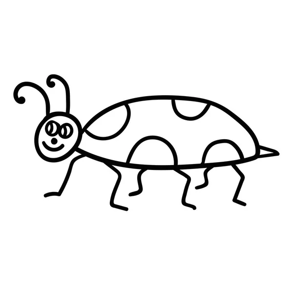 Cartoon Doodle Lineaire Bug Geïsoleerd Witte Achtergrond Vectorillustratie — Stockvector