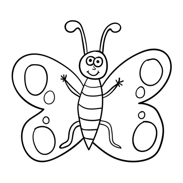 Cartoon Doodle Papillon Isolé Sur Fond Blanc Illustration Vectorielle — Image vectorielle