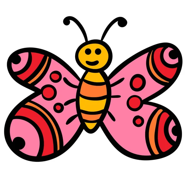 Kelebek, beyaz arka planda izole edilmiş çizgi film böceği. Vektör illüstrasyonu.