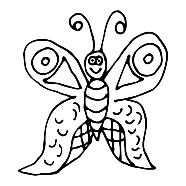 白い背景に隔離された漫画の人形蝶 ベクターイラスト — ストックベクタ
