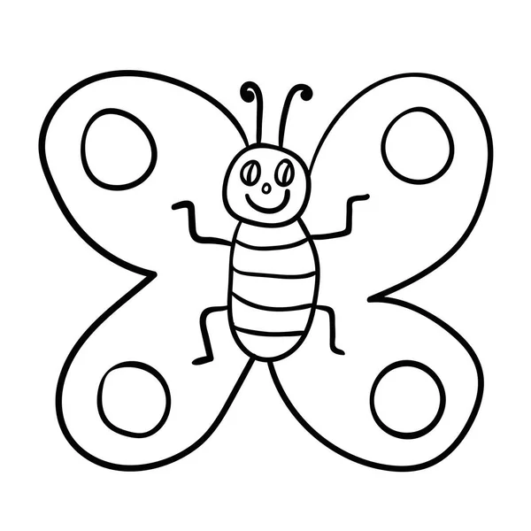 Mariposa Garabato Dibujos Animados Aislada Sobre Fondo Blanco Ilustración Vectorial — Vector de stock