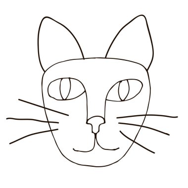 Çizgi filmdeki karikatür kedisinin ağızlık beyaz arka planda izole edilmiş. Vektör illüstrasyonu.  