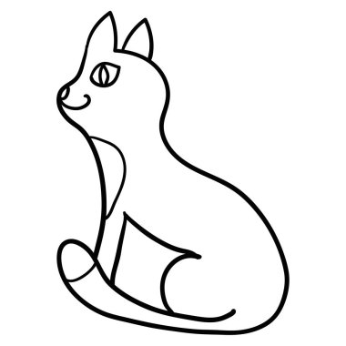 Çizgi film karikatür kedisi beyaz arka planda izole edilmiş. Vektör illüstrasyonu. 