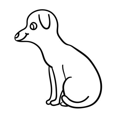 Çizgi filmlerdeki çizgisel köpek beyaz arka planda izole edilmiş. Vektör illüstrasyonu. 
