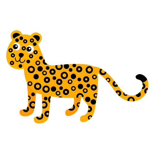 Leopardo Dos Desenhos Animados Estilo Plano Isolado Fundo Branco Selvagem — Vetor de Stock