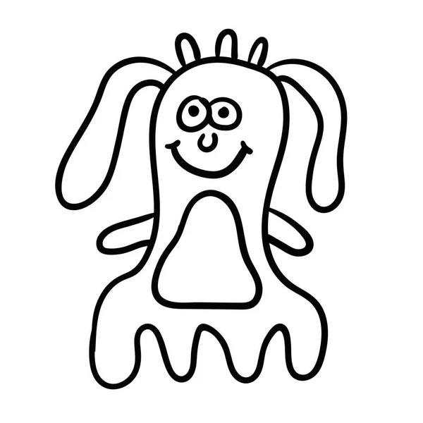 Desenhos Animados Doodle Animal Alienígena Linear Isolado Fundo Branco Ilustração —  Vetores de Stock