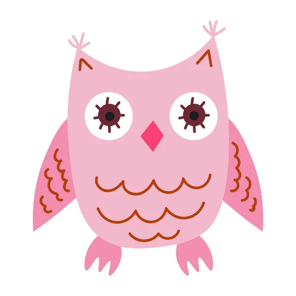 Cute Cartoon Owl Flat Style Isolated White Background Vector Illustration — Stock Vector