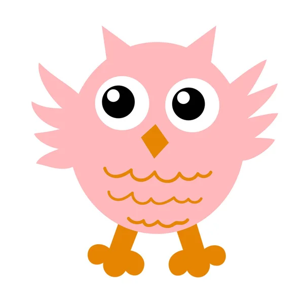 Cute Cartoon Owl Flat Style Isolated White Background Vector Illustration — Stock Vector