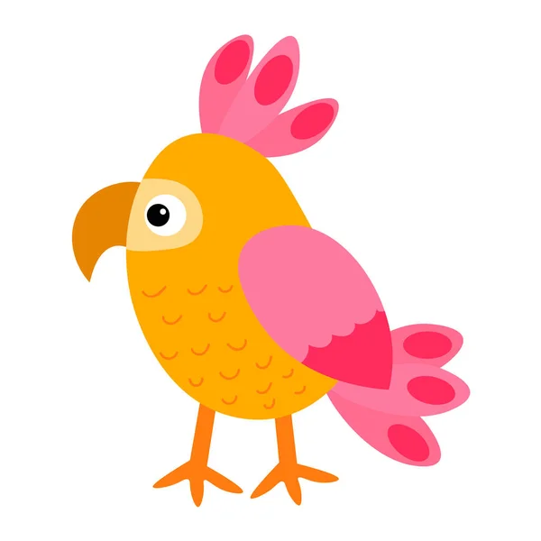 Lindo Loro Dibujos Animados Estilo Plano Infantil Aislado Sobre Fondo — Vector de stock