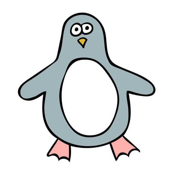 Cartoon Doodle Pinguino Lineare Isolato Sfondo Bianco Illustrazione Vettoriale — Vettoriale Stock