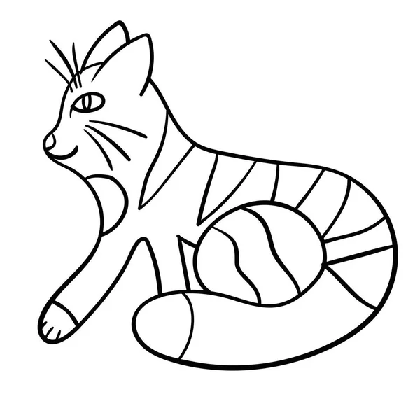 Tecknad Kontur Katt För Målarbok Isolerad Vit Bakgrund Vektorillustration — Stock vektor