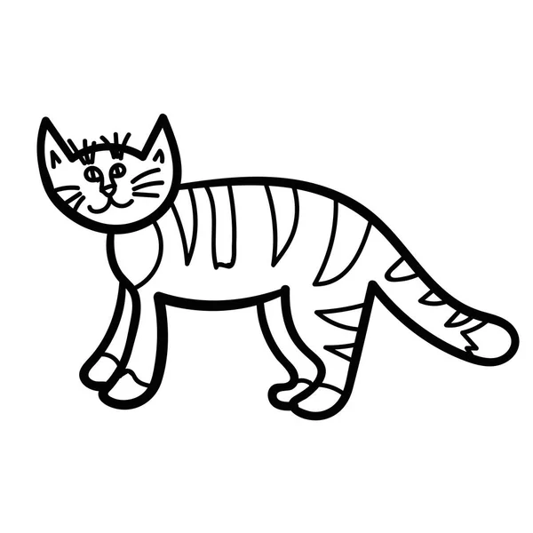 Tecknad Klotter Katt Isolerad Vit Bakgrund Vektorillustration — Stock vektor