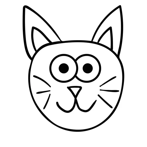 Cartoon Doodle Cat Muzzle Isolated White Background Vector Illustration — Stock Vector