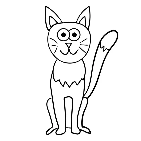 Desenhos Animados Doodle Gato Isolado Fundo Branco Ilustração Vetorial — Vetor de Stock