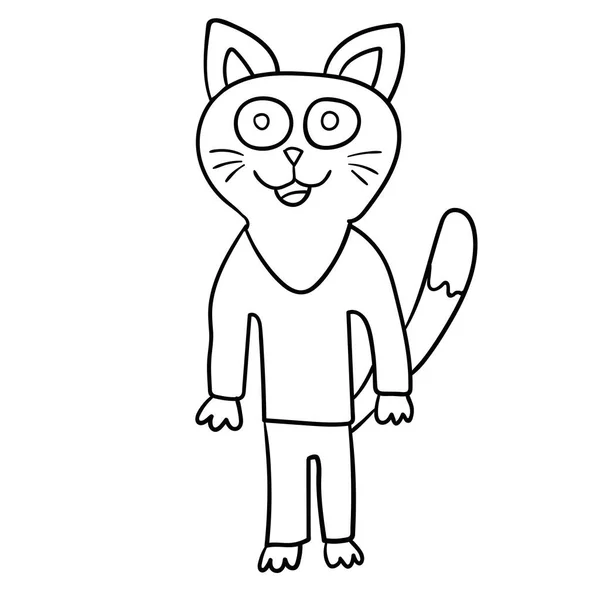 Cartoon Doodle Kat Geïsoleerd Witte Achtergrond Vectorillustratie — Stockvector