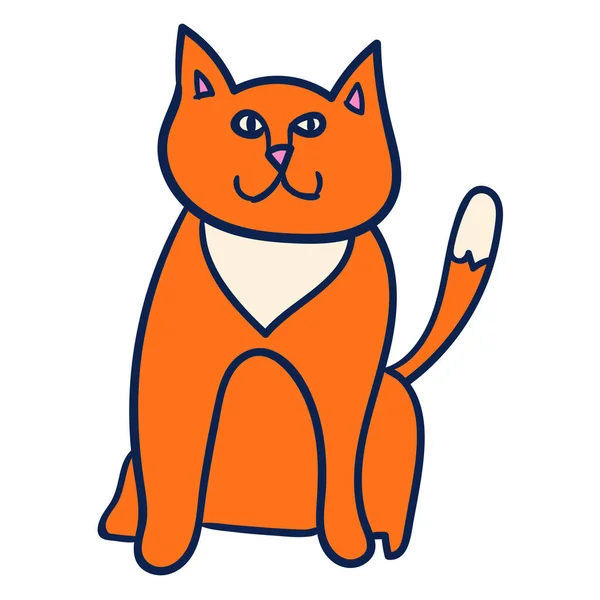 Cartoon Oranje Kat Geïsoleerd Witte Achtergrond Vectorillustratie — Stockvector