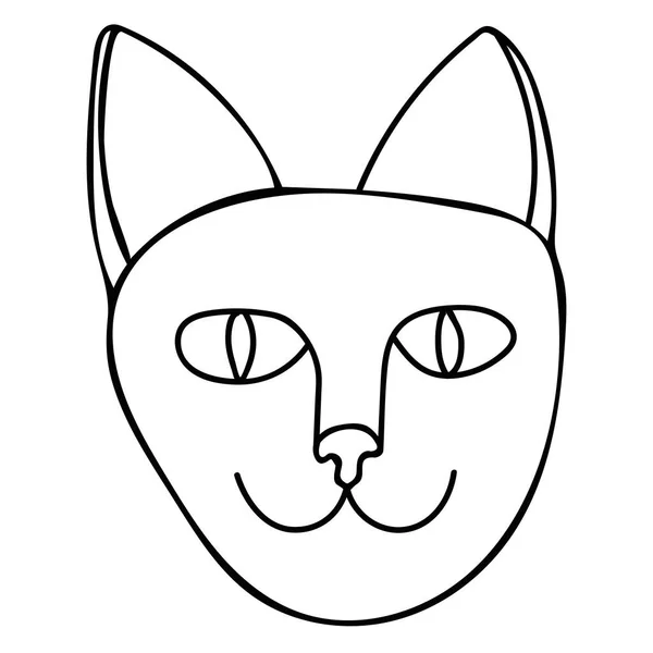 Cartoon Doodle Cat Muilkorf Geïsoleerd Witte Achtergrond Vectorillustratie — Stockvector