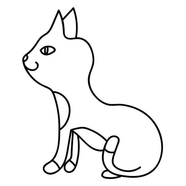 Gato Línea Delgada Dibujos Animados Aislado Sobre Fondo Blanco Ilustración — Vector de stock